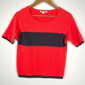 Duffy Coral & Grey 100% Cashmere Sweater XS